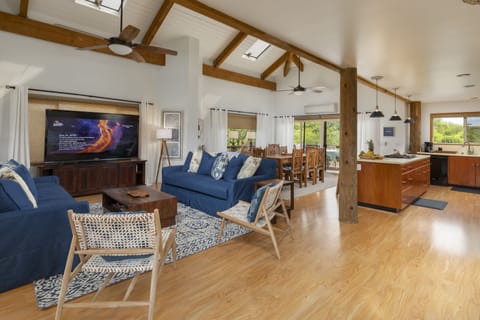 Large open living, dinning with AC