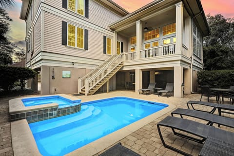 3 Bayberry at Sunset with Pool Lights On