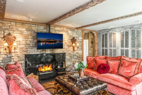 Living Room with Fireplace and HDTV
