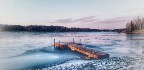 Frozen lake in the winter