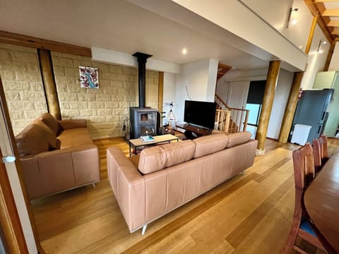 Comfortable leather couches in living room