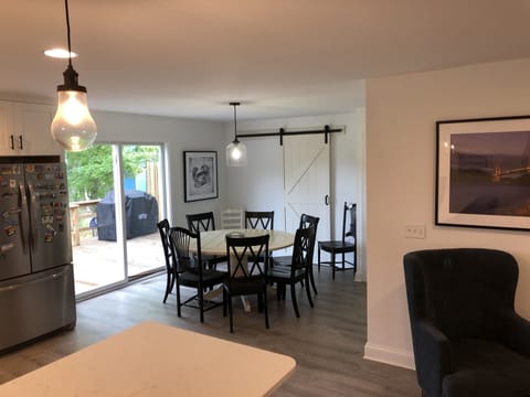 Large round table for family dinners.