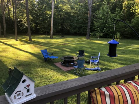 Plenty of room in the backyard for a campfire, badminton or soccer