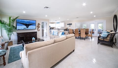 Enjoy the New 75" Samsung Smart T.V. after a long day at the beach. Enjoy ESPN Plus, Disney Plus, Hulu, Netflix, and Prime T.V.