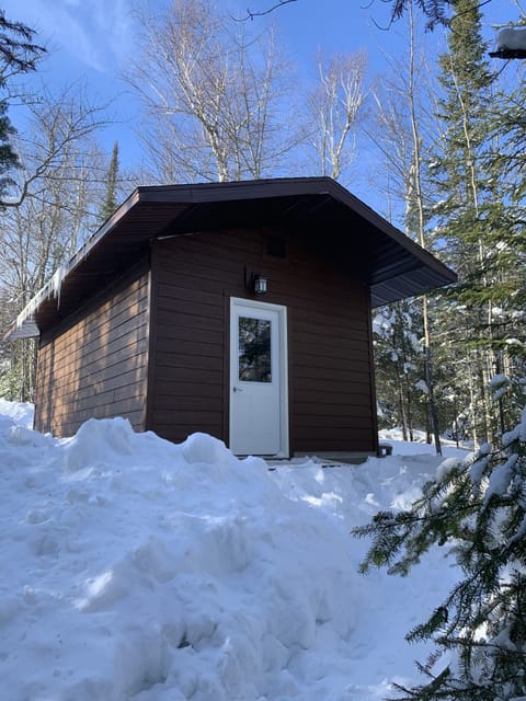 Winter outside view of sauna