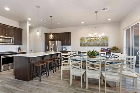 Spacious kitchen and dining open to adjacent family room