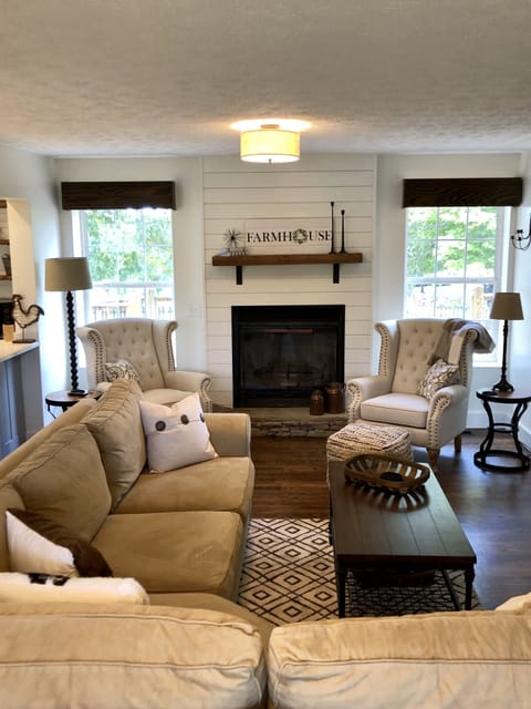 Super cozy living room with open floor plan.