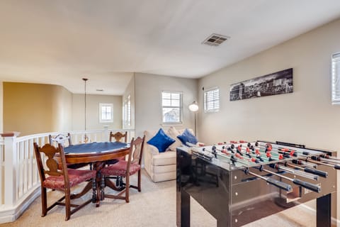 Game room.  Chair has a pull out twin bed.  