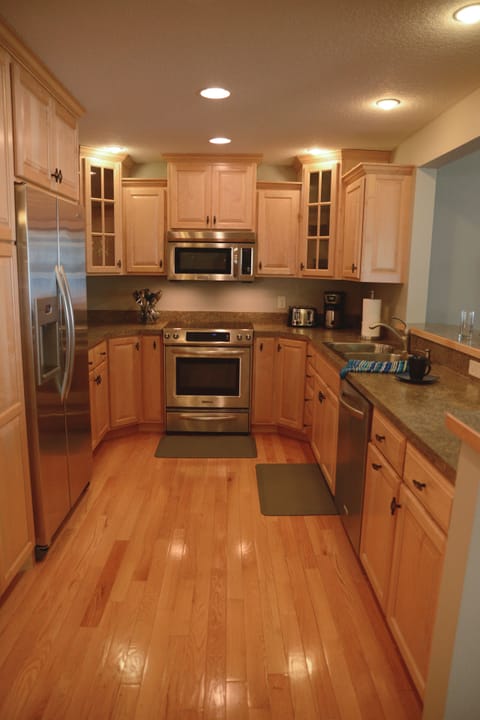 Kitchen has almost everything! Also, we use Hexclad pans, amazing!