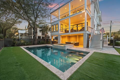 Enjoy the expansive backyard, loungers and private pool!