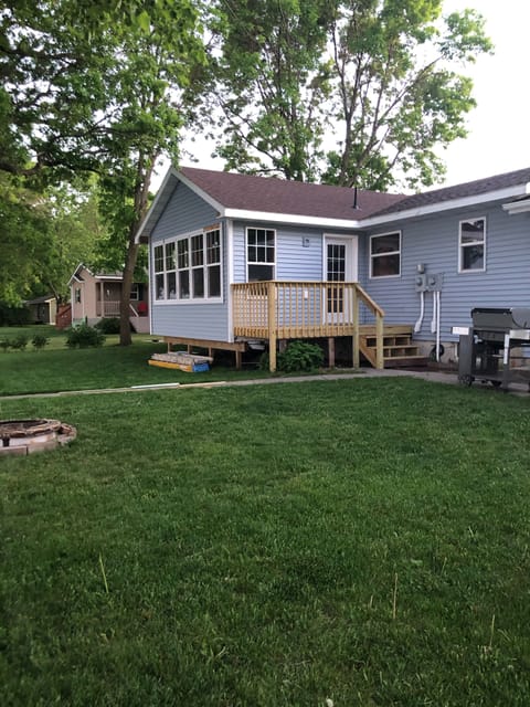 Spacious sunroom with great views of the lake. 