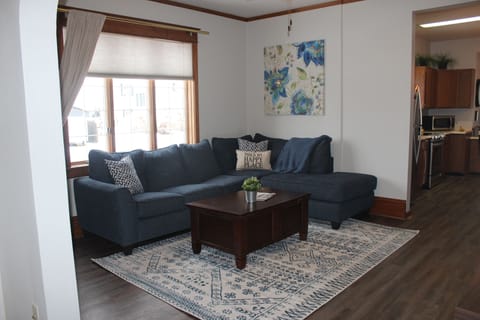 Family Room with pull-out full size sofa bed