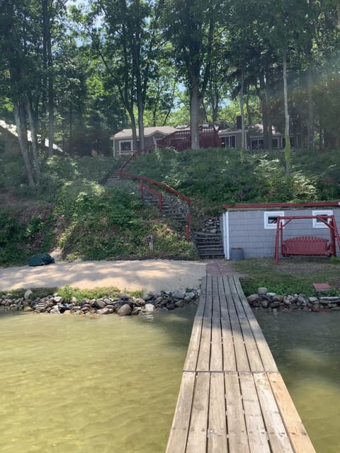 View of the house and beach from the dock