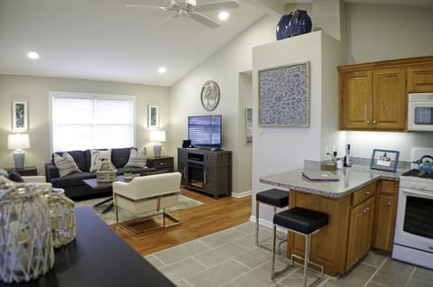 Open concept of living room and kitchen