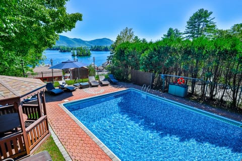 The private pool is 3 feet deep at the shallow end, w/large steps leading in.