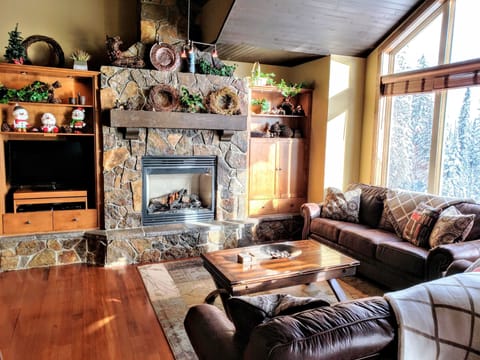 Our living room and fireplace.