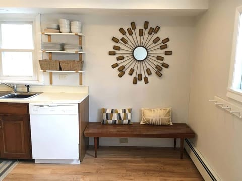 Generous open-concept kitchen, living room and dining room space. 