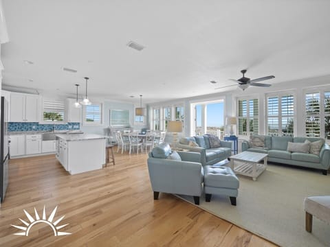 Living room view towards kitchen
