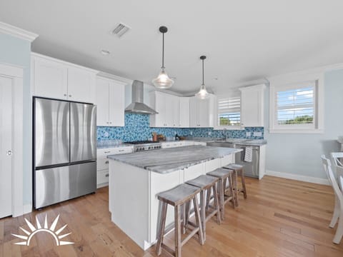 Modern kitchen with stainless steel appliances