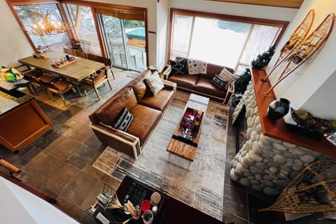 Aerial view looking from upper floor to Grand living area