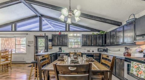 Kitchen has extra seating