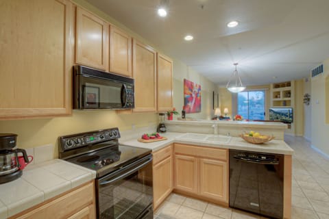 Counter and work space is generous for prepping and serving a feast.