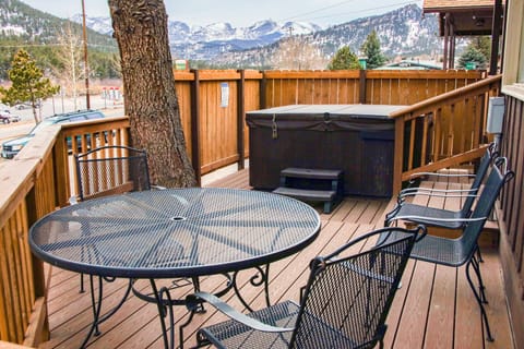 Deck with Hot Tub, Table and Chairs