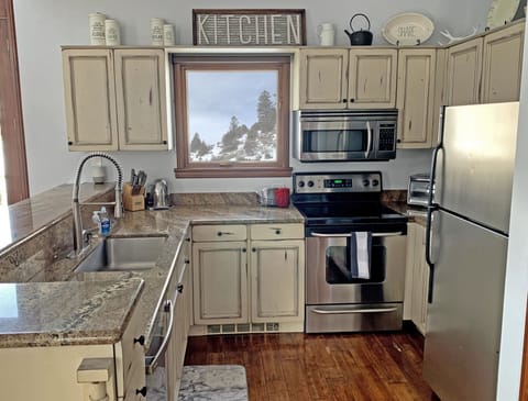 Fully stocked kitchen with a view