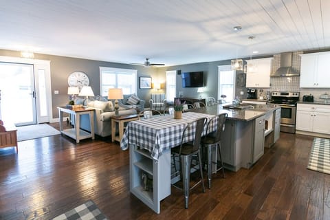 Extra large island for enjoying meals together.