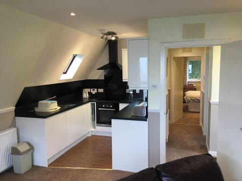 Compact kitchen area | Thistle Lodge - Flowerburn Holidays, Rosemarkie, near Fortrose