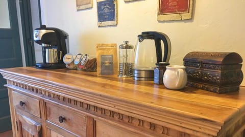 Coffee station and supplies.