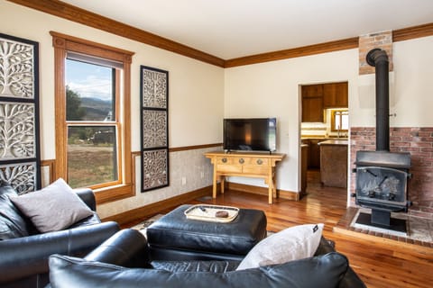 Even though the home has heat, there is a wood burning stove that works.