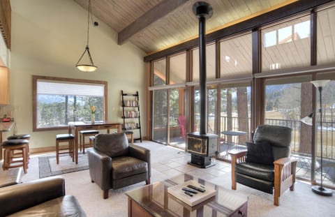 Living Room with Large Deck, Fireplace, Smart TV