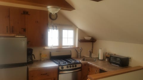 Kitchen with coffee maker and toaster oven