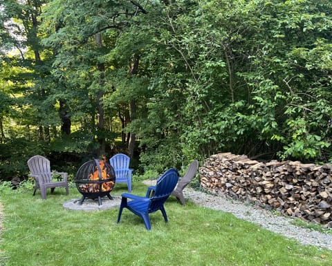 Great firepit space overlooking creek