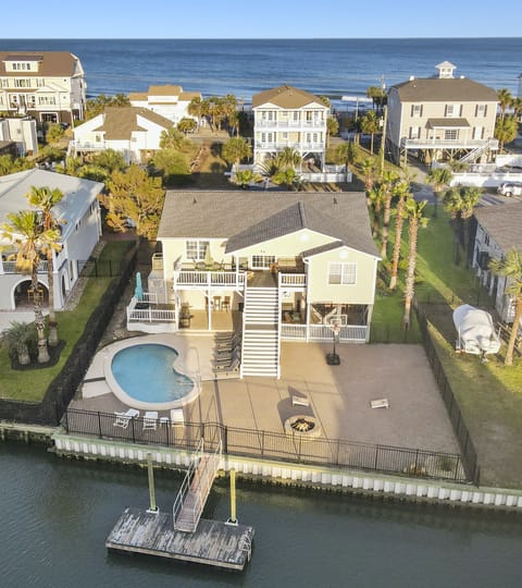 Back Arial View with Ocean & Inlet Canal