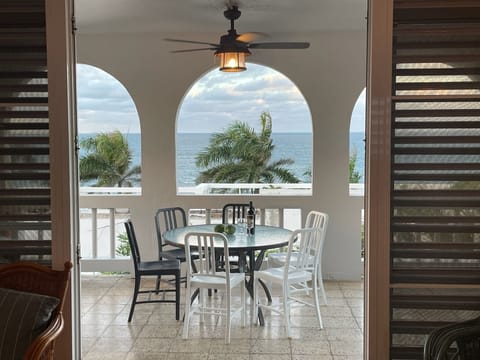 Outdoor dining with a panaromic view of the Atlantic coast