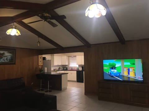 Living room connect to open kitchen