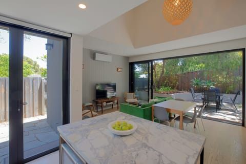 Open plan living space connected to the arrival courtyard