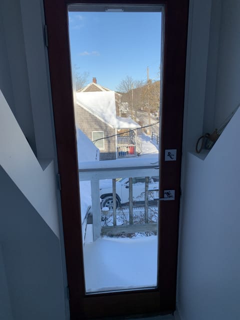 View down the street (in the snow) 