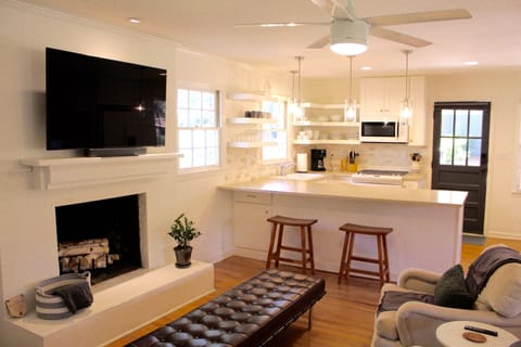 Large Smart TV with soundbar