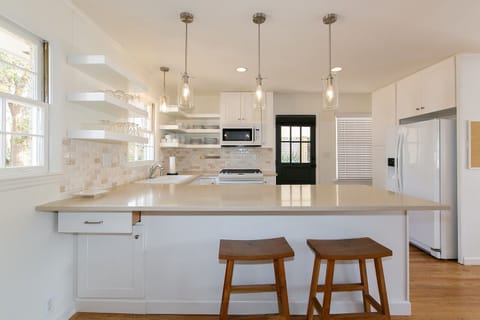 Coffee maker, toaster, pots, pans, etc