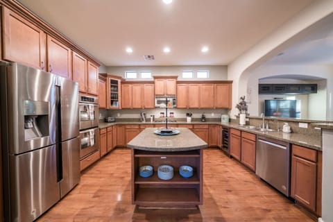 Kitchen with Double Ovens, Gas Range, Wine Fridge, 4 Door Fridge & Freezer,