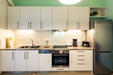 Modern Kitchen Setup with Oven, Stovetop, and Ample Storage Space