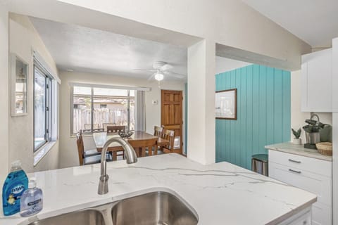 View to the dining area and pool area