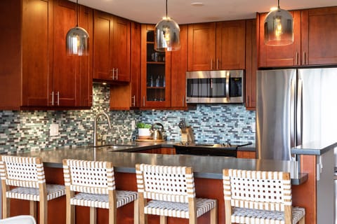 Seating for four at the kitchen island.