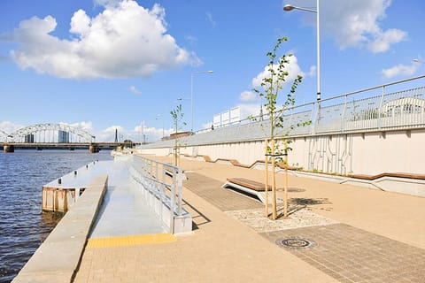 Daugava river promenade - 5 min. walking from Riga Amber Apartments.