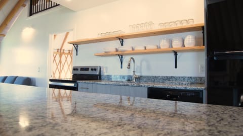 Fully stocked with basic kitchen needs and dishwasher