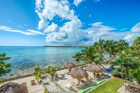 View of Half Moon Bay from the condo - La Iguana condo 7, 1 Bedroom, Akumal Mexico vacation rental