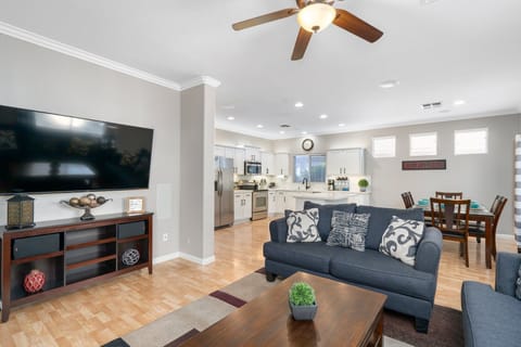 Family room with comfortable couches and streaming services included